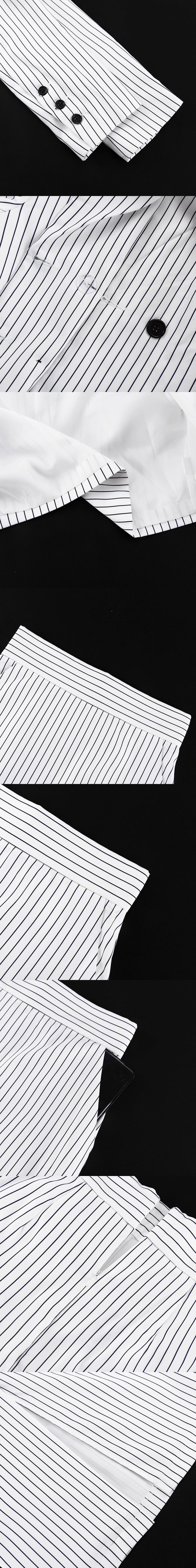 Elegant Fashion Buttoned Striped Blazer Crop Tops and Slit Long Maxi Skirt 2PC Pcs Office Women's Two Piece Suit Sets for Ladies