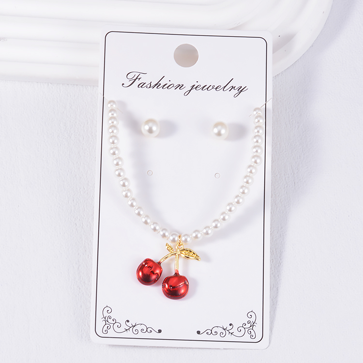 JH890135 Fashion Design Link Chain Gold Necklace Crystal Cherry Necklace Set Fashion Necklace for Women Daily Wear