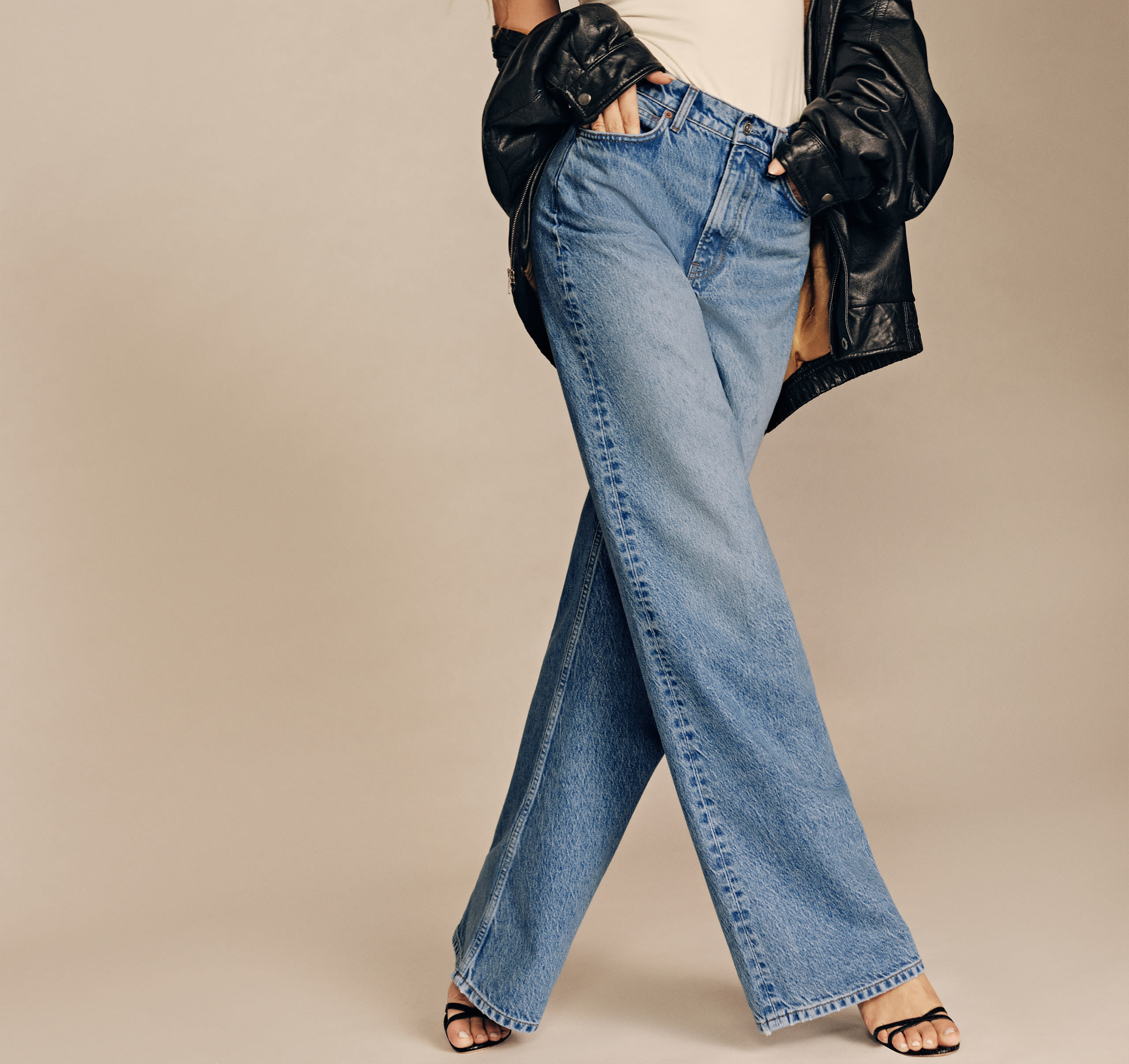 Custom Blue Jeans Cotton Boyfriend Straight Wide Leg Denim Jeans High Rise Slouchy Wide Leg Jeans for Women