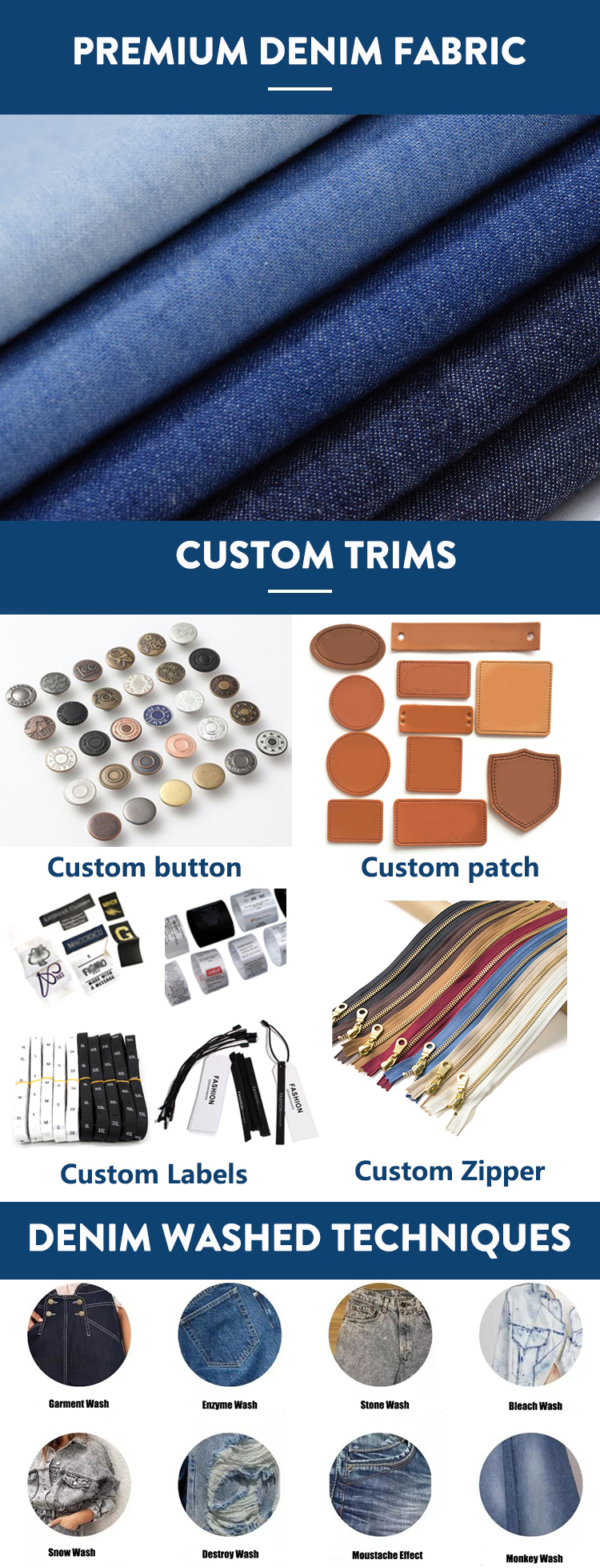 Custom Blue Jeans Cotton Boyfriend Straight Wide Leg Denim Jeans High Rise Slouchy Wide Leg Jeans for Women