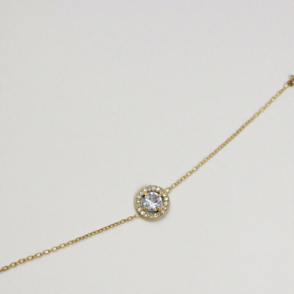 Women's Trendy 18K Gold Plated Stainless Steel Bracelet Simple Design Fashion Chain Link Bracelets with Zircon