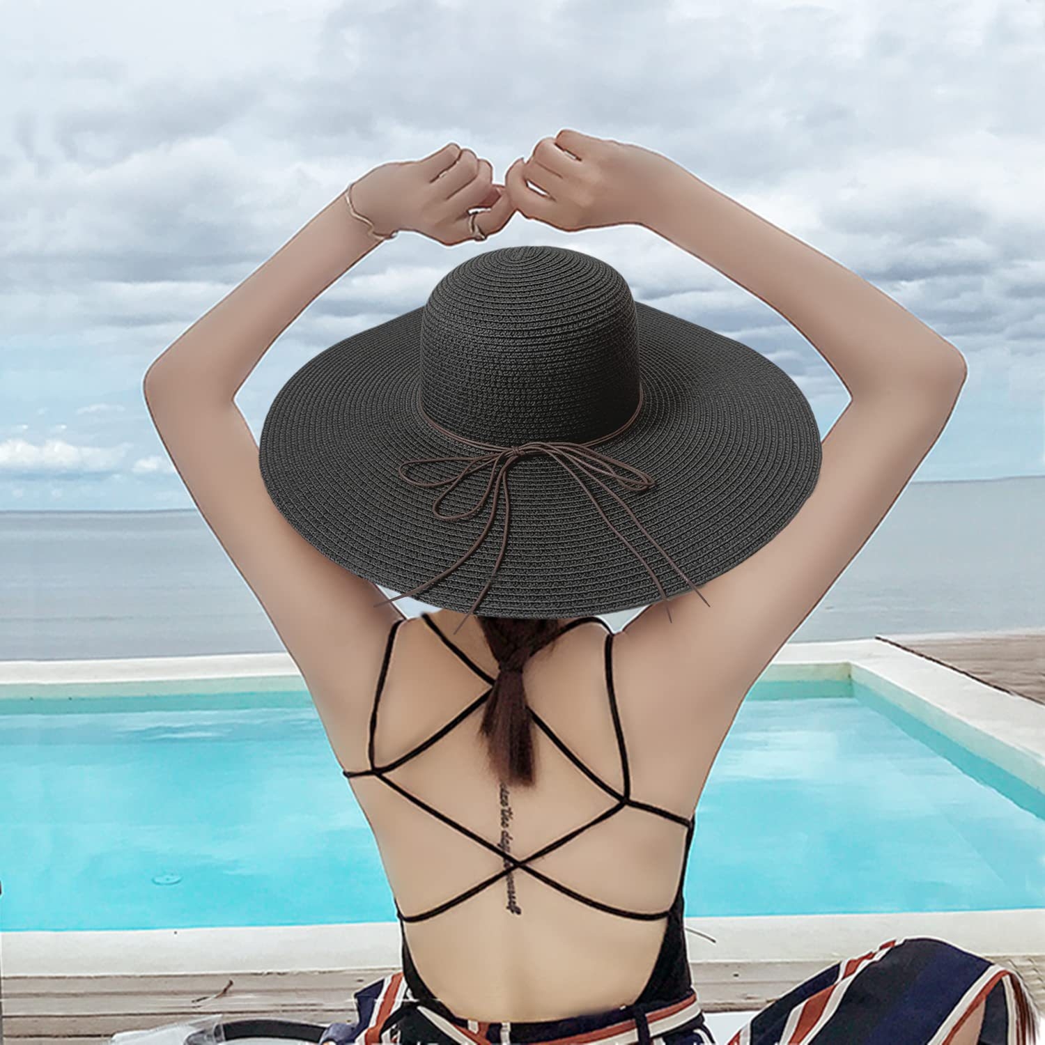 High Quality Summer Beach Straw Hat for Women Summer Seaside Vacation Large Brim Sun protection Sun Hat