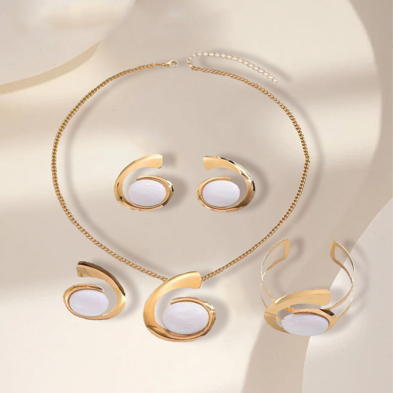 Trending Products 2025 4 in 1 Wo'momen Fashion Hypoallergenic Stainless Steel Jewelry Sets Made in China Wholesale