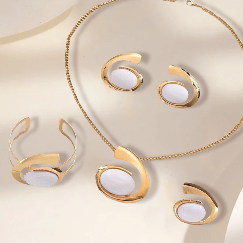 Trending Products 2025 4 in 1 Wo'momen Fashion Hypoallergenic Stainless Steel Jewelry Sets Made in China Wholesale